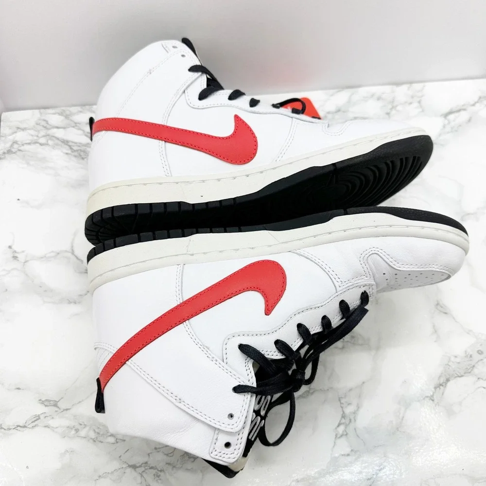 Nike Lab Dunk High Lux UNDFTD‎ Mens 7.5 White Red Black 826668-160 Excellent